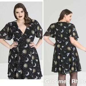 Hell Bunny Solaris Sun & Moon Chiffon Dress Size 2XL